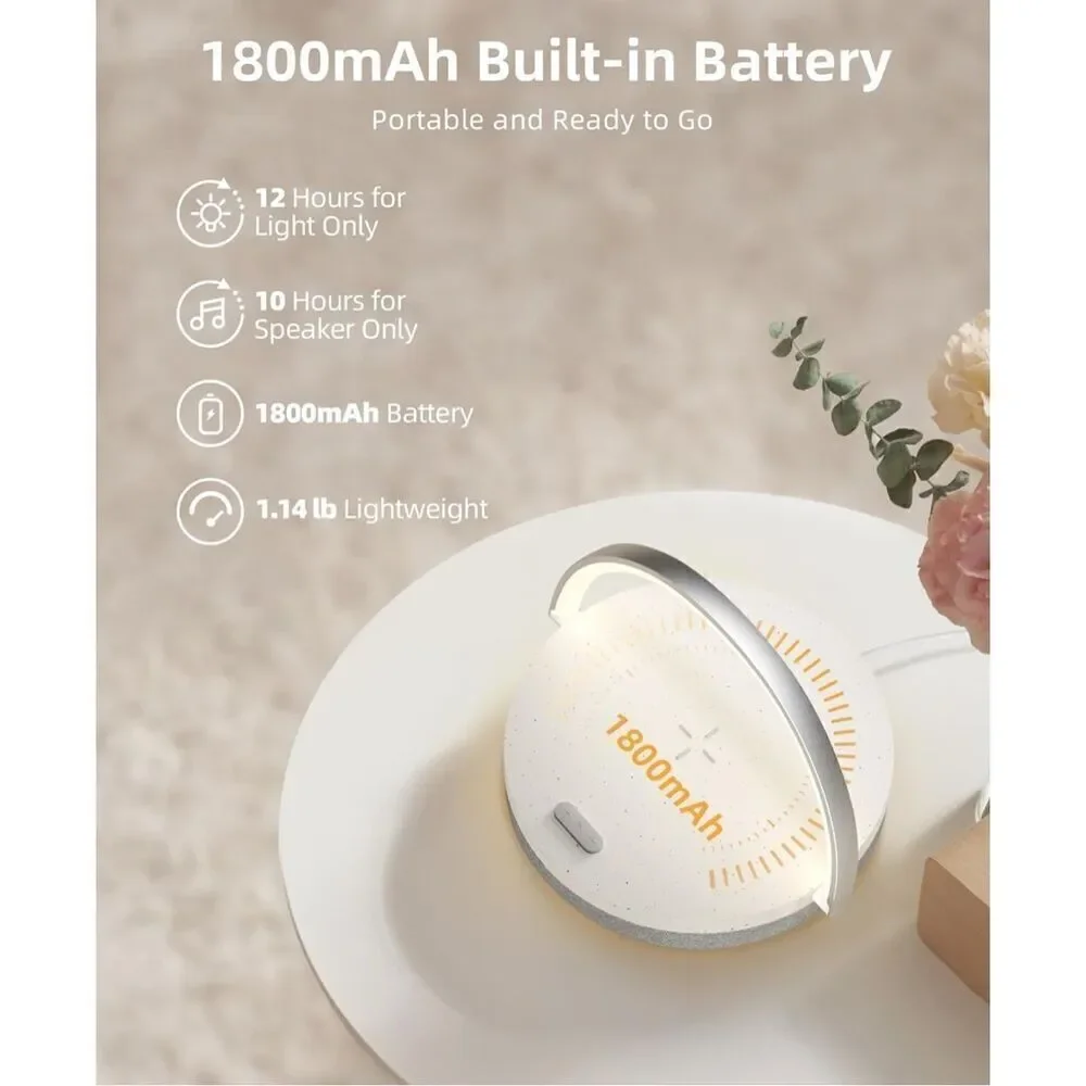EZVALO Music Table Lamp with Wireless Charger, 4 in 1 Touch Bedside Lamp, Portab